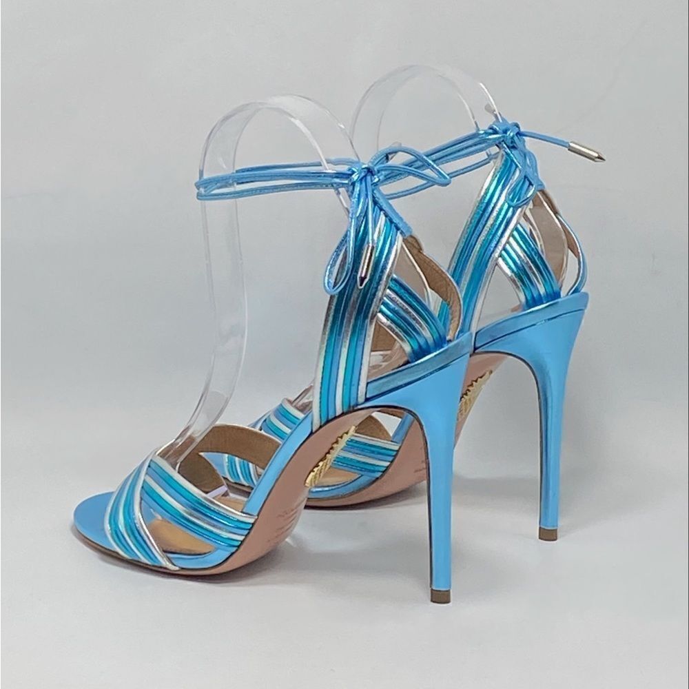 Aquazzura Ari Metallic Leather Ankle-Tie Sandals size 36.5 - Picture 8 of 11